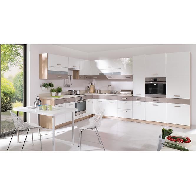 Küchenzeile Global 20D Eiche Sonoma/Weiß/Grau