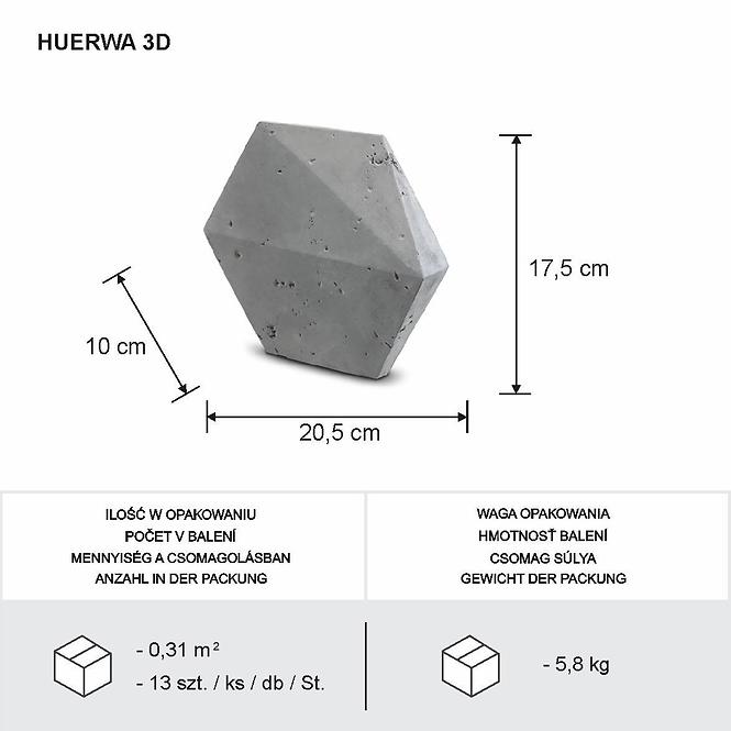 Gipsstein Huerwa 3D Grau Pack.=0,31M2