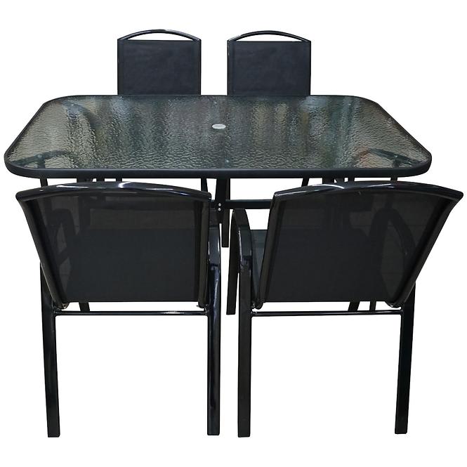 Glastisch mit einem loch Set + 4 Stühle Himalaya