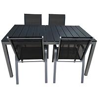 Gartenmöbel Set Polywood + 4 Stühle schwarz