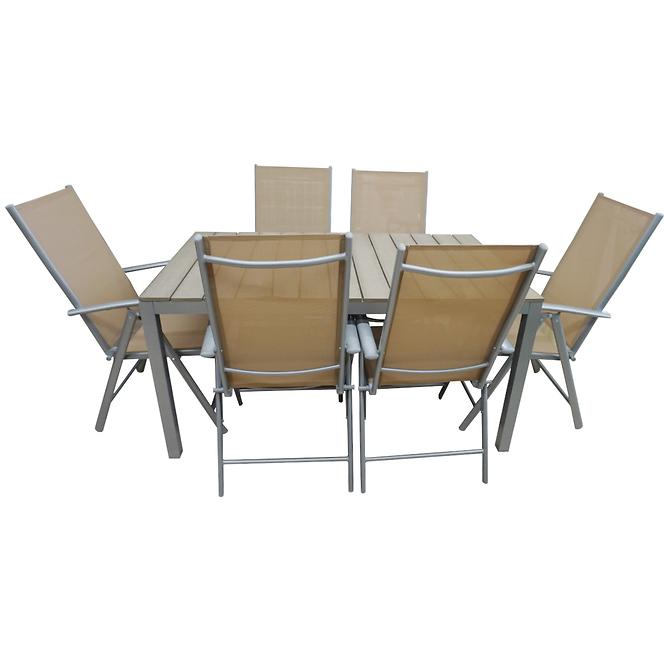 Gartenmöbel Set Polywood + 6 Stühle Porto taupe