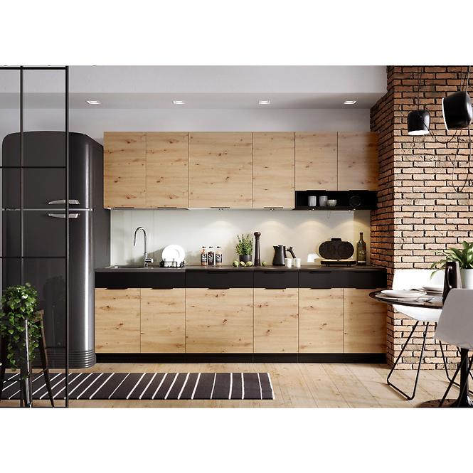 Küchenzeile Elena W80pd Artisan/Schwarze Struktur