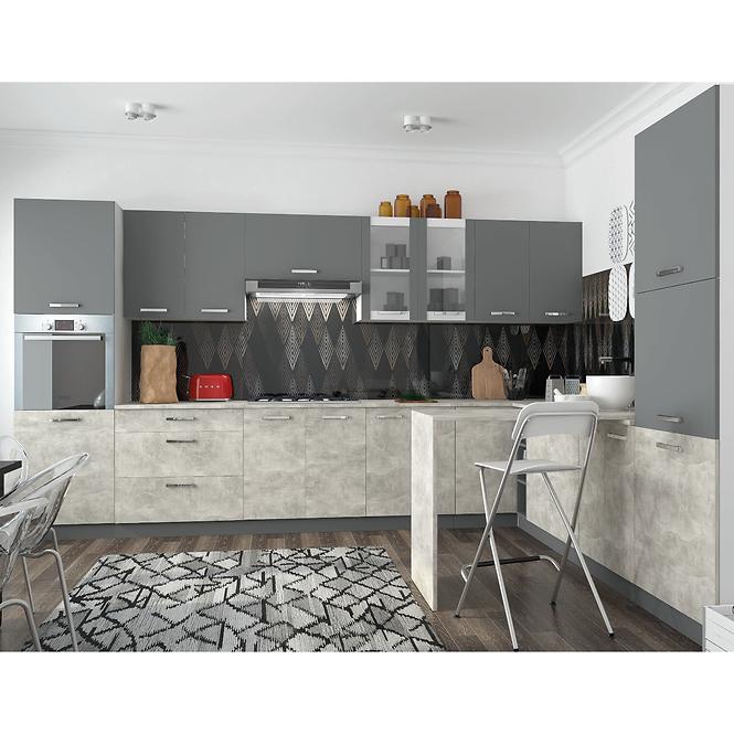 Küchenzeile Charlotte 40uc Grey Graphite/Light Atelier