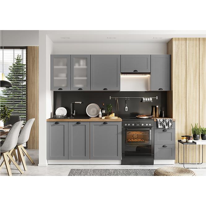Küchenzeile Adele W80 Grau Matt/ Weiß