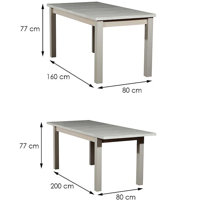 Tisch St28 160x80x40 L Eiche Craft Weiß ,3