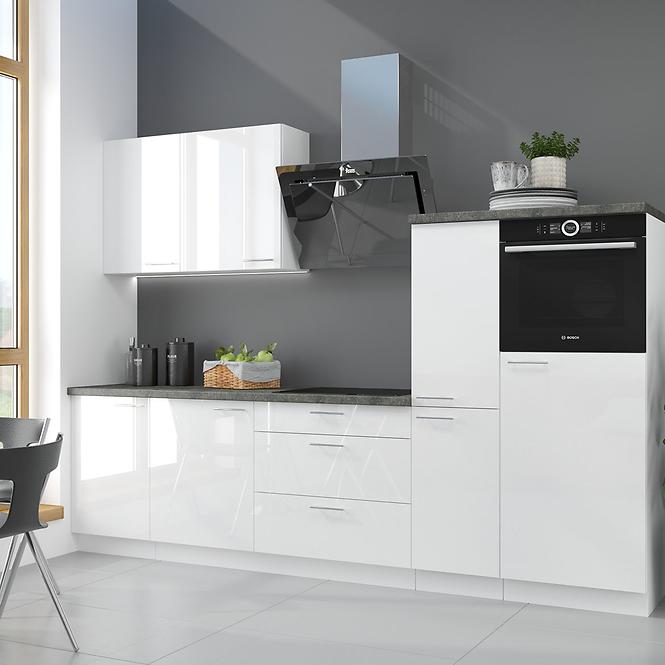 Küchenzeile Lara 80d 3s Bb Mdf  Weiß Glänzend
