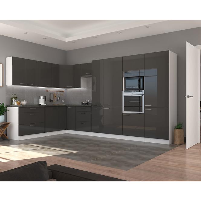 Küchenzeile Lara 60dpm-210 2f Bb Mdf Grau  Glänzend
