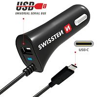 Ladegerät CL Swissten USB-C A USB 2.4 AMP