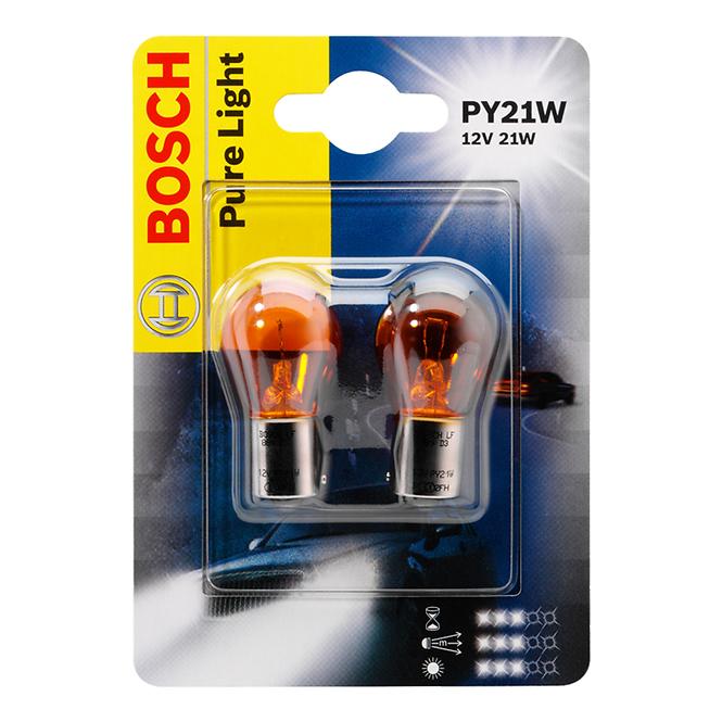 Birne 12V 21W PY21W Orange BAU15S Bosch 2 st. Blister