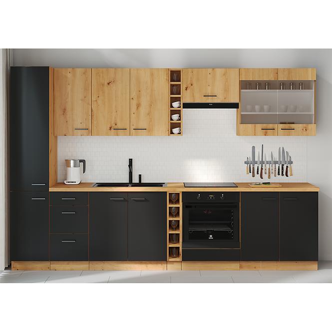 Küchenzeile Modena schwarz/eiche artisan 60dp-210 2f