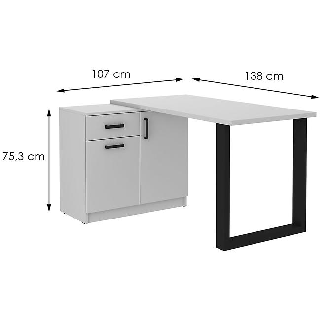 Schreibtisch mit niedriger Kommode Malta hellgrau (arbeitsplatte 28mm) Typ 130