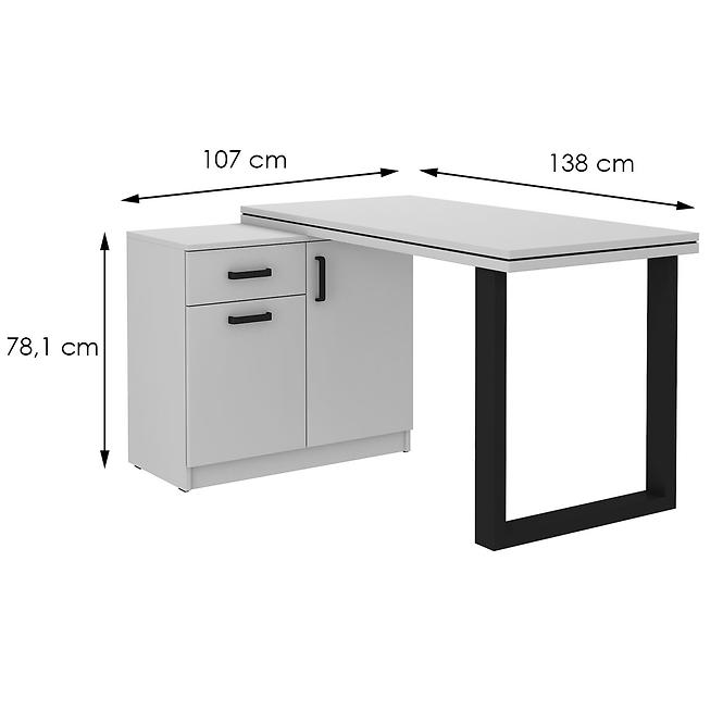 Schreibtisch mit niedriger Kommode Malta hellgrau (arbeitsplatte 56mm) Typ 140