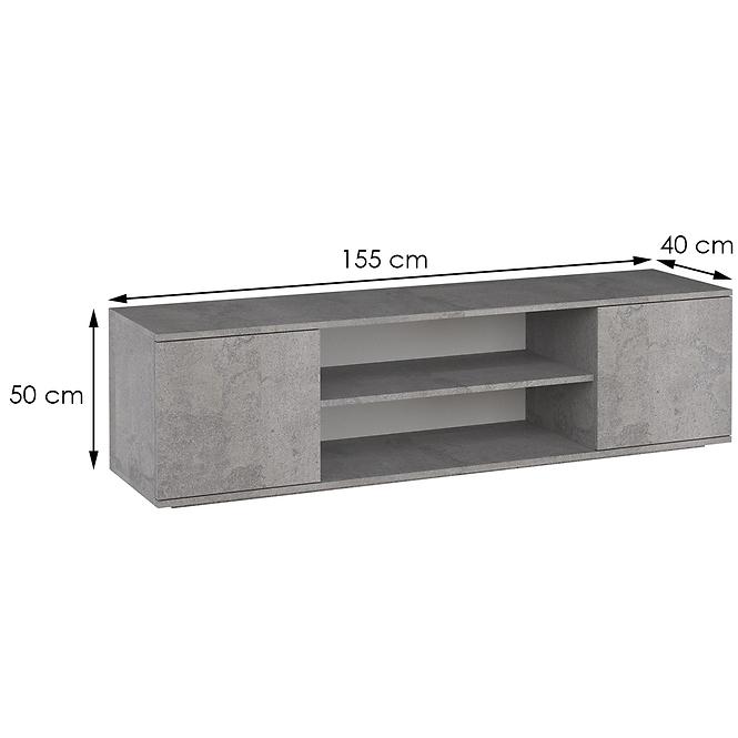 Tv Tisch Petra hellgrau/beton silberne Beine