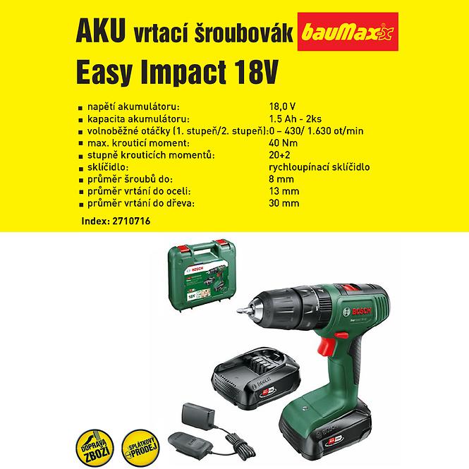 Akku-Bohrmaschine Easy Impact 18V 40NM (2x1,5Ah)