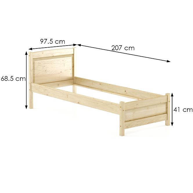 Bett aus kiefernholz LK125–90x200 rohe