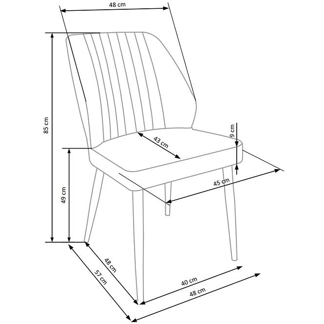 Stuhl K432 Stoff velvet/Metall Grau