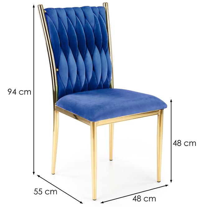 Stuhl K436 Stoff velvet/Chrom dunkelblau/Gold