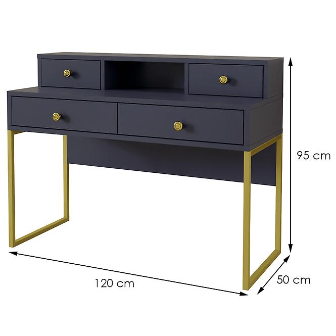 Schreibtisch 03 4S blau/goldenes Metall