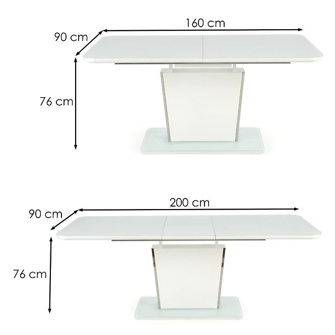 Esstisch Bonari 160/200 Glas/Mdf/Stahl – Weiß
