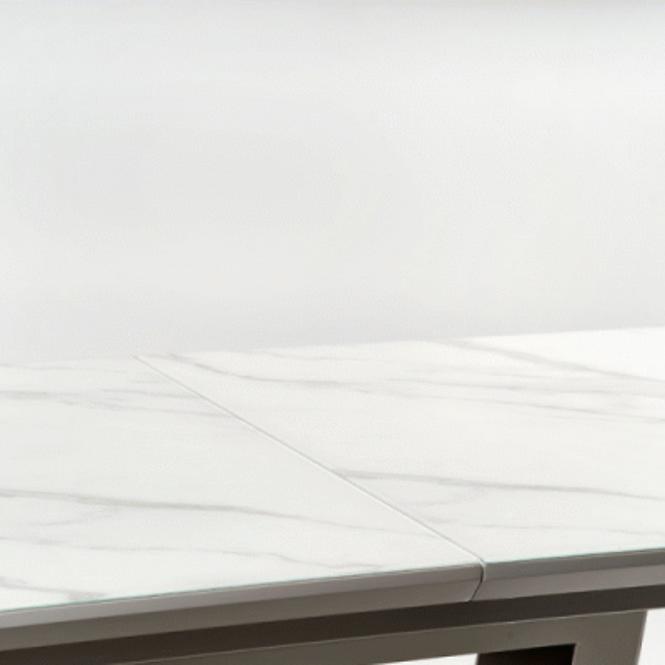 Esstisch Blanco 160/200 Glas/Mdf/Stahl – Weiß Marmur/Weiß