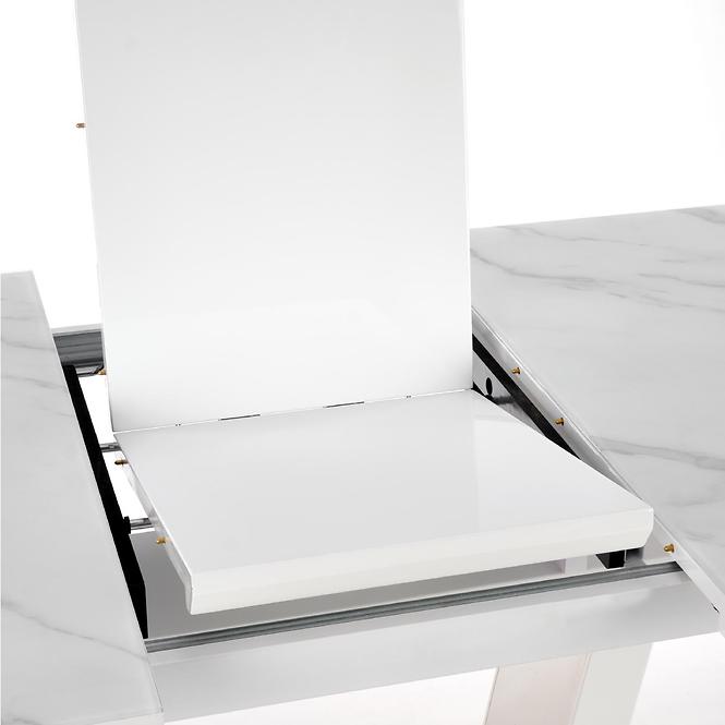 Esstisch Blanco 160/200 Glas/Mdf/Stahl – Weiß Marmur/Weiß