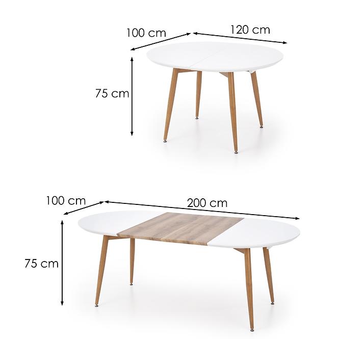 Tisch Edward 120/200 Mdf/Stahl – Miláček Eiche/Weiß