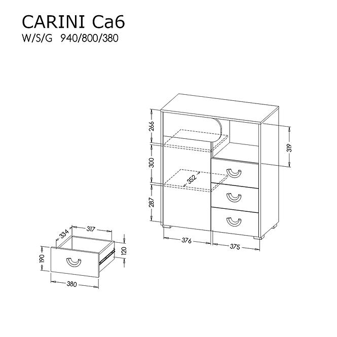 Carini Kommode Kommode 1d3s Ca6 White Light Graphite