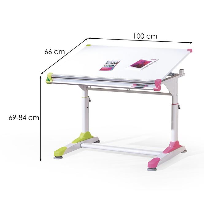 Schreibtisch Collorido Weiß/Grün/Rosa