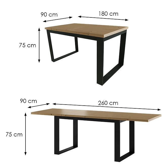 Tisch St-23 180x90+2x40 eiche natürliche