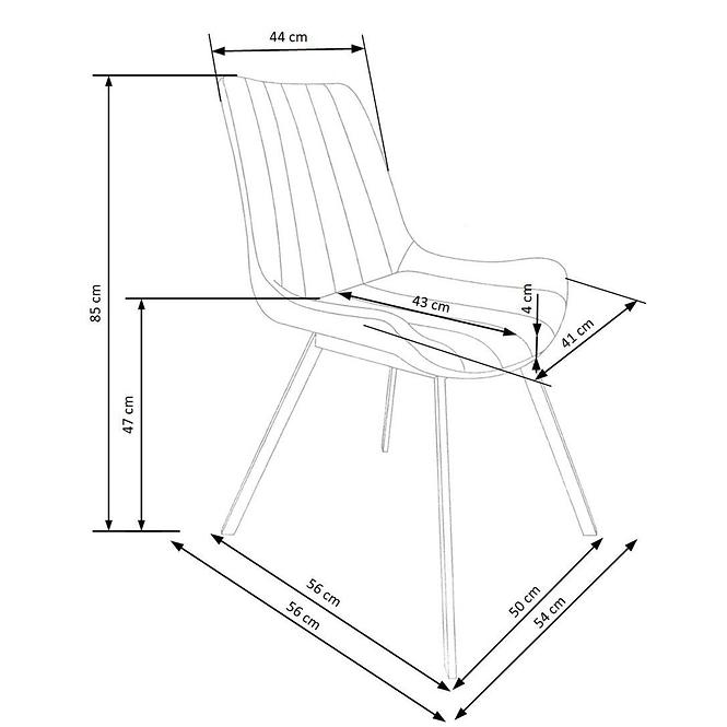 Stuhl K279 Kunstleder/Metall Dunkel Grau 54x56x87