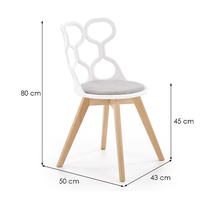 Stuhl K308 Polypropylen/Holz/Stoff Weiß/Grau