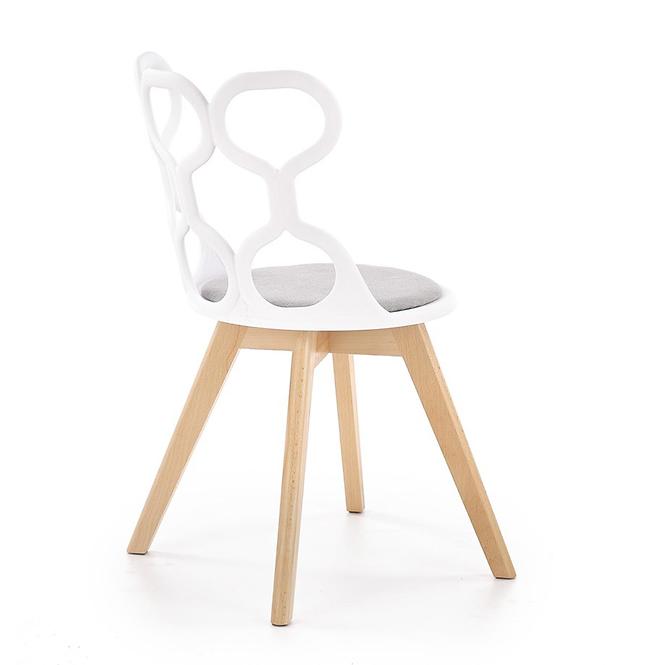 Stuhl K308 Polypropylen/Holz/Stoff Weiß/Grau