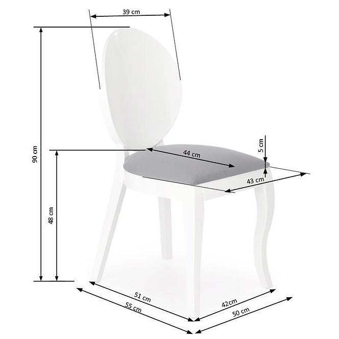 Stuhl Verdi Holz/Stoff Weiß/Grau 50x55x90