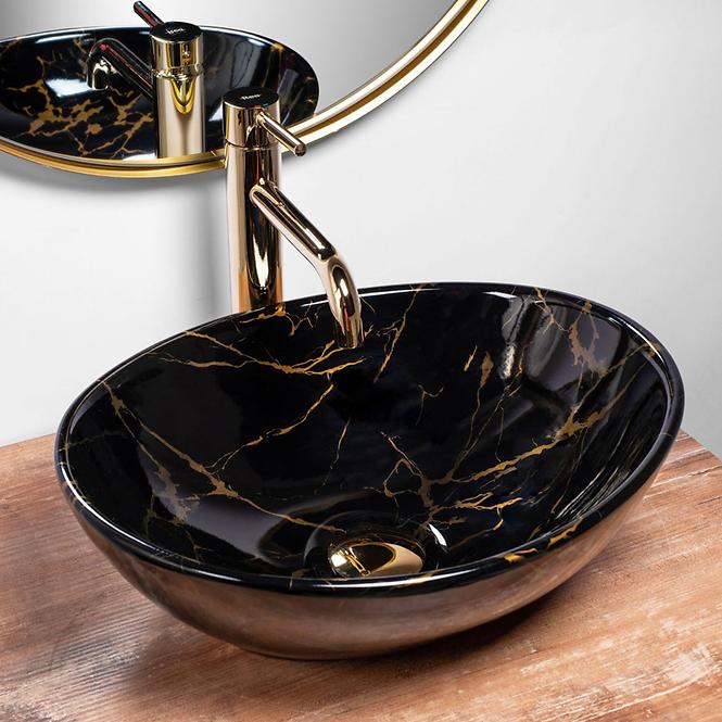 Aufsatzwaschbecken Sofia Black Marble Shiny