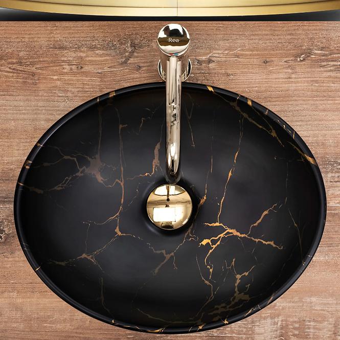 Aufsatzwaschbecken Sofia In Black Marble/Gold