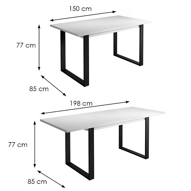 Tisch ST42 150x85+48 weiß beine schwarze Beine