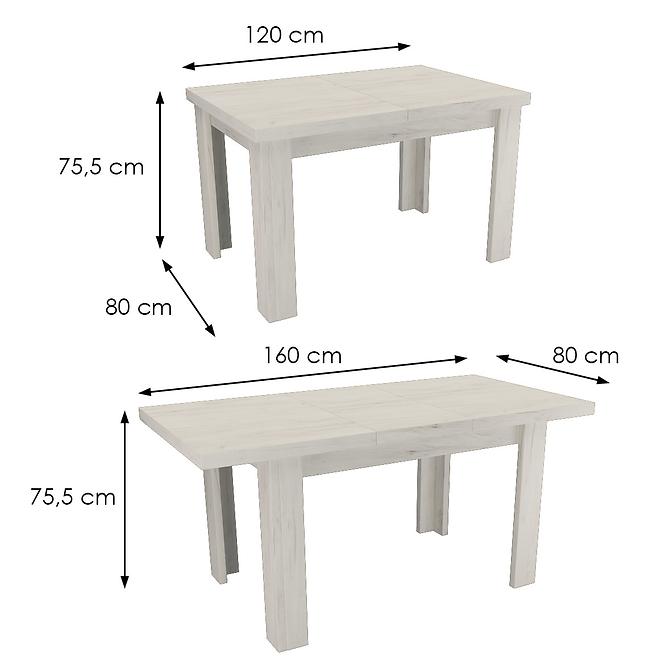 Tisch klein Kora 120x80+40 kraft weiß