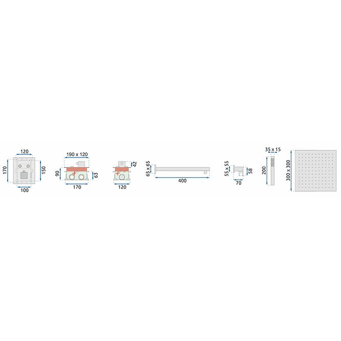 Unterputz Duschset mit Thermostat Fenix-Davis Rea P6356 Chrom