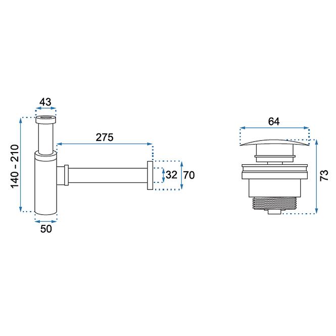 Siphon mit Abfluss klik-klak universal Rea A5215 Schwarz
