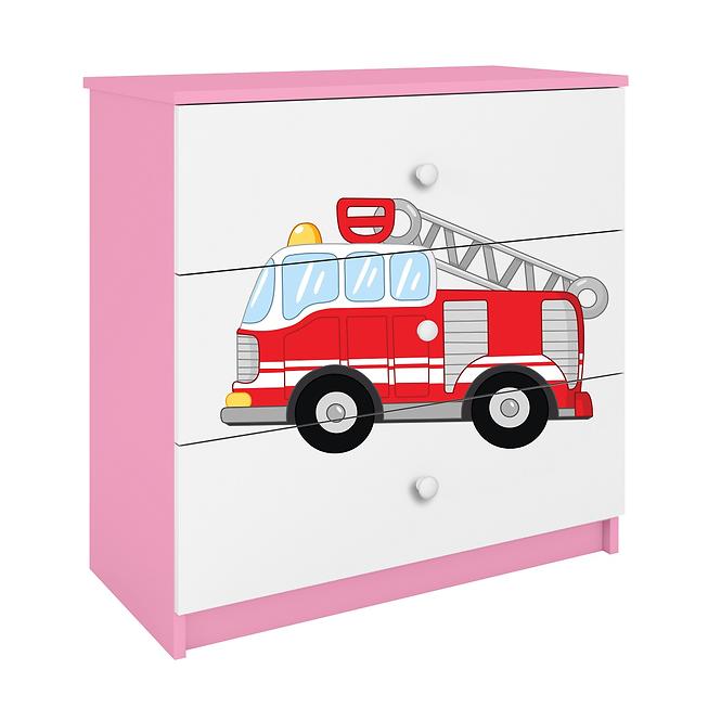 Kinderkommode Babydreams Rosa - Feuerwehrauto