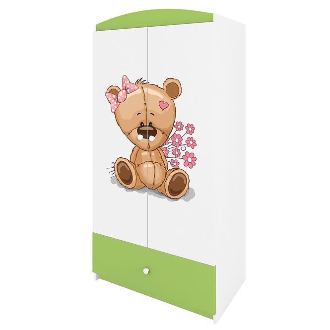 Schrank Babydreams grün - Bär mit Blumen