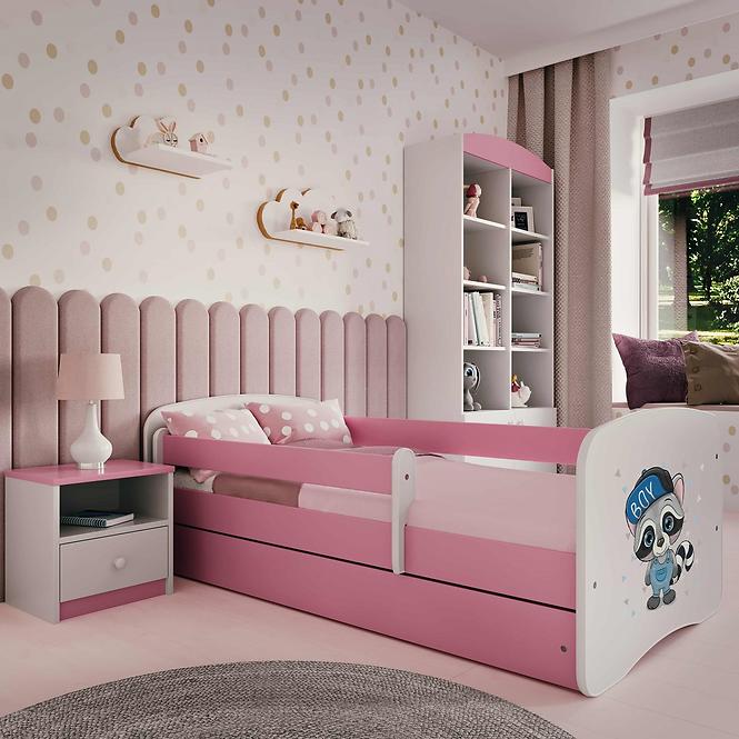 Kinderbett Babydreams+M rosa 80x160 Waschbär