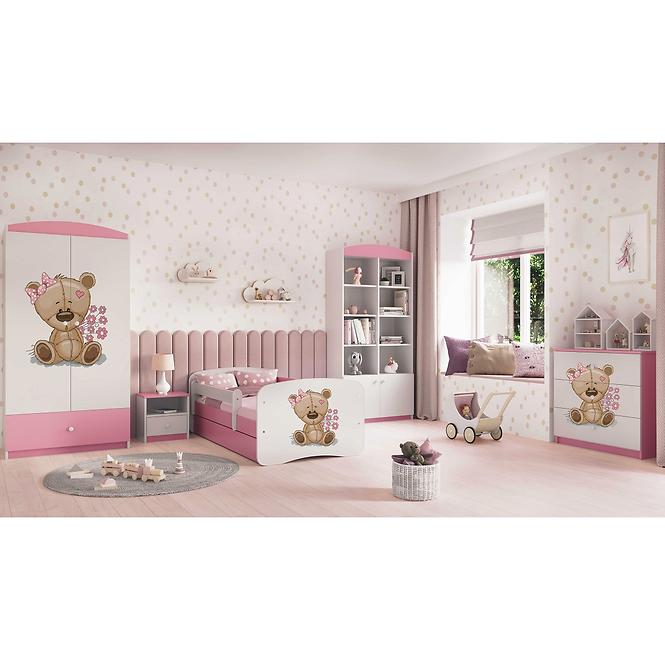 Kinderbett Babydreams+M rosa 80x160 Bär mit Blumen