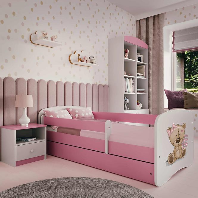 Kinderbett Babydreams+M rosa 80x180 Bär mit Blumen