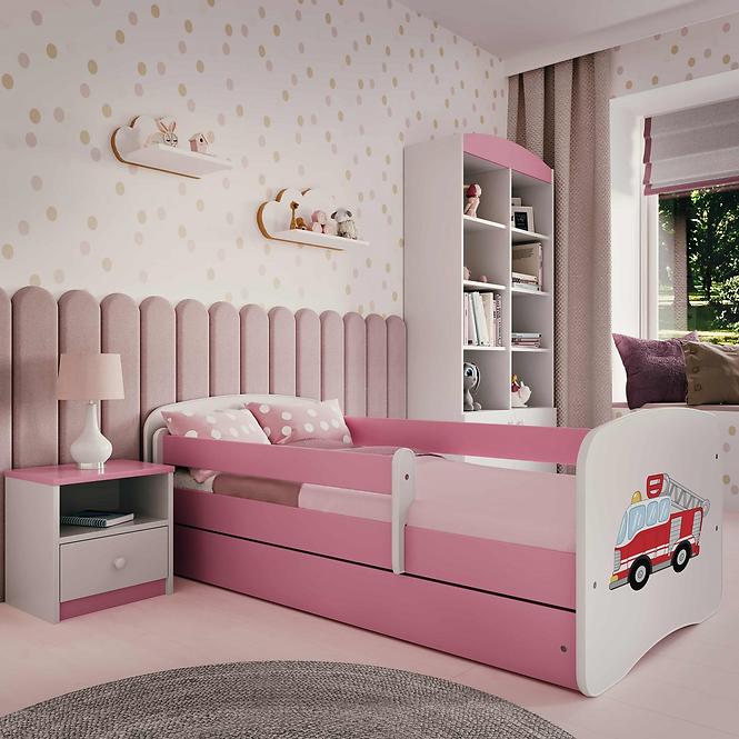 Kinderbett Babydreams+M rosa 80x180 Feuerwehrauto