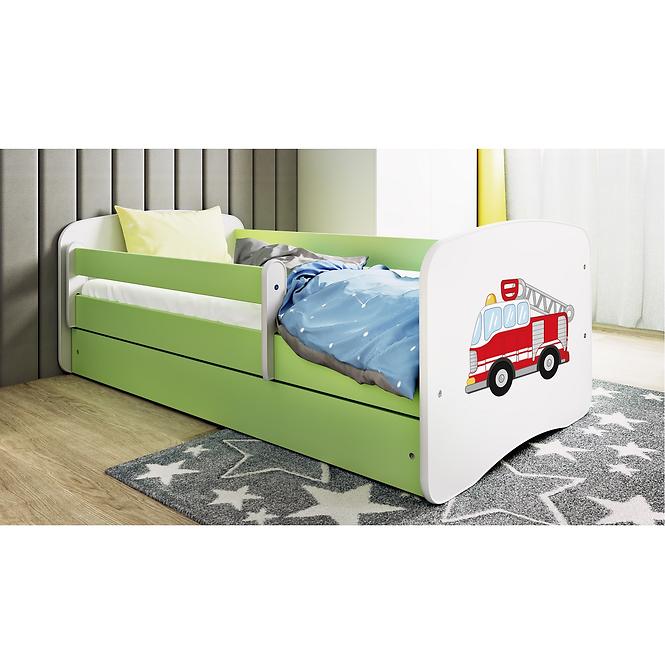 Kinderbett Babydreams+M grün 80x180 Feuerwehrauto