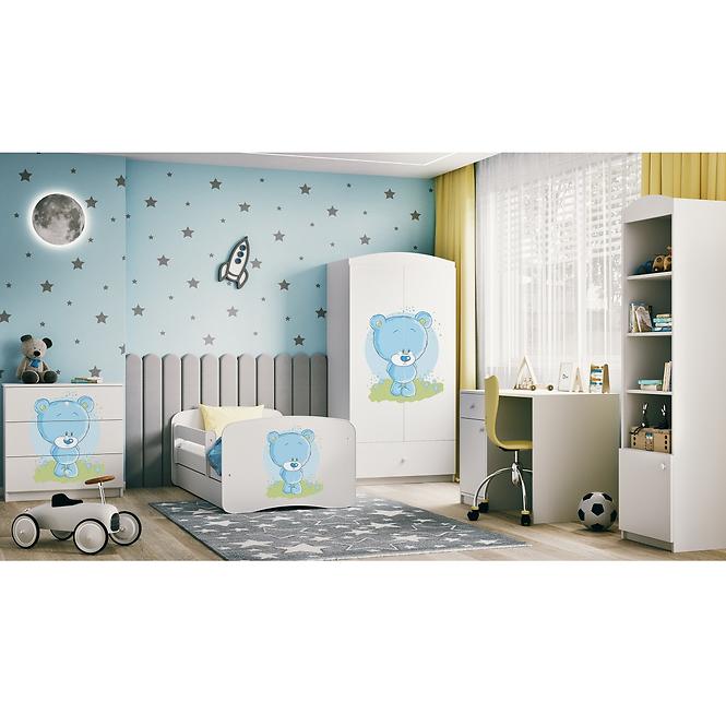 Kinderbett Babydreams+SZ+M weiß 80x160 Blauer Bär