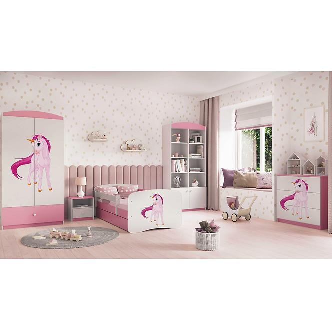 Kinderbett Babydreams+SZ+M rosa 80x160 Einhorn
