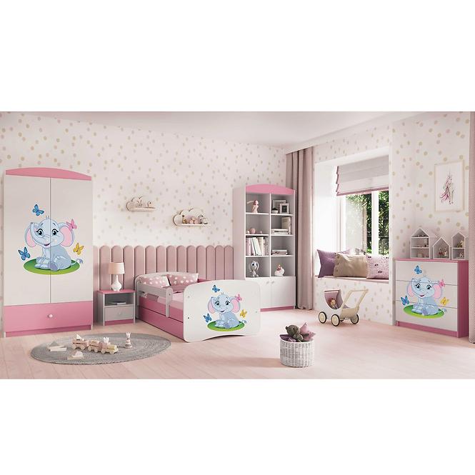 Kinderbett Babydreams+SZ+M rosa 80x160 Elefant