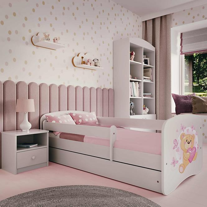 Kinderbett Babydreams+SZ+M weiß 80x180 Bär mit Schmetterlingen